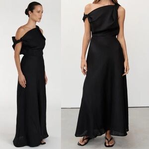 DISSH | Dresses | Dissh Joelle Black Linen Midi Dress Size Us 2  Asymmetrical Summer Minimal | Poshmark